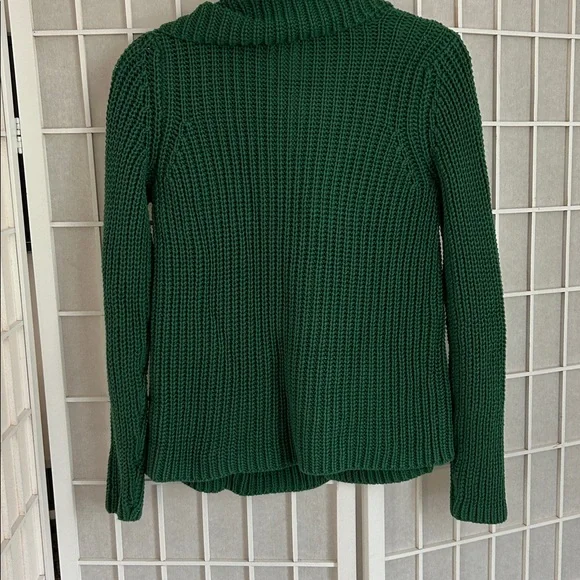 Talbots Pine Green Full Collar Cotton Sweater - Picture 4 of 6